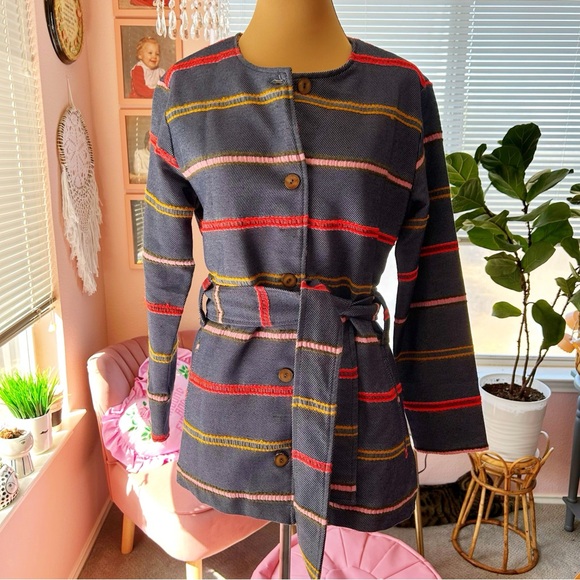 NWOT Anthropologie Dolan Piccadilly Striped Denim Chambray Jacket - Picture 3 of 7